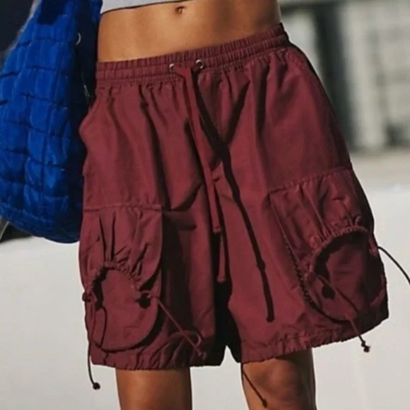 FP Movement In A Cinch Shorts M – Maroon Cargo Drawstring Pockets - Picture 1 of 9